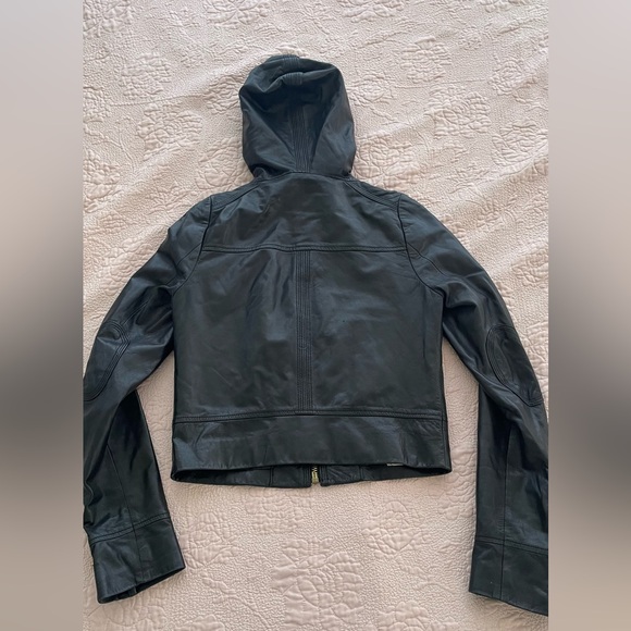 Rare Y2K juicy couture BUTTERY leather hooded jacket shrunken sleek catwoman - Picture 9 of 12